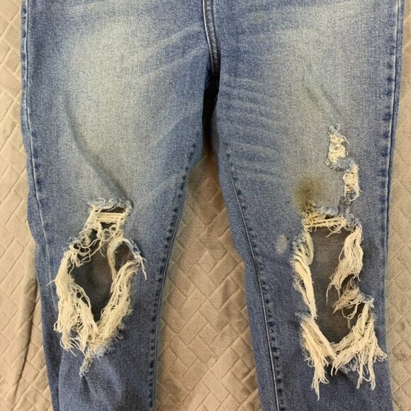 Cello Womens 13 Denim Jeans Blue Skinny Distressed Knees Fray High Rise Stretch - Picture 3 of 15